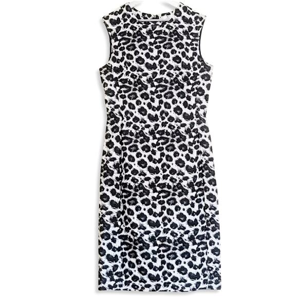 NWT N Natori Women's Plus Snow Leopard Sleeveless Sheath Midi Dress - Picture 7 of 10